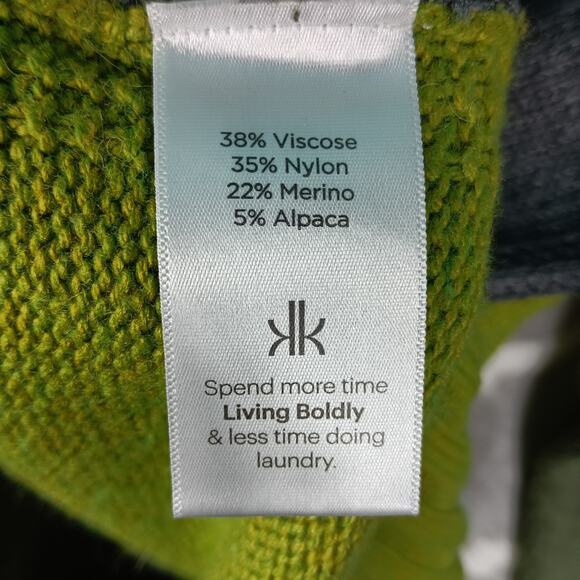 Krimson Klover Sweater Women Large Green Gray Gemini Droptail Merino Alpaca - Picture 8 of 9